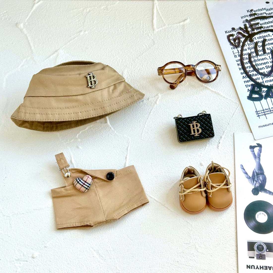 Burberry-Inspired Labubu Khaki Plaid Accent - (Labubu Not Inclued)