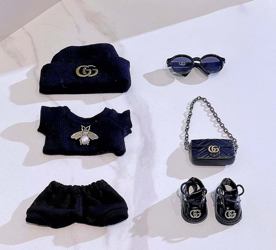 Gucci-Inspired Labubu Bee Motif Streetwear Outfit Set - (Labubu Not Inclued)