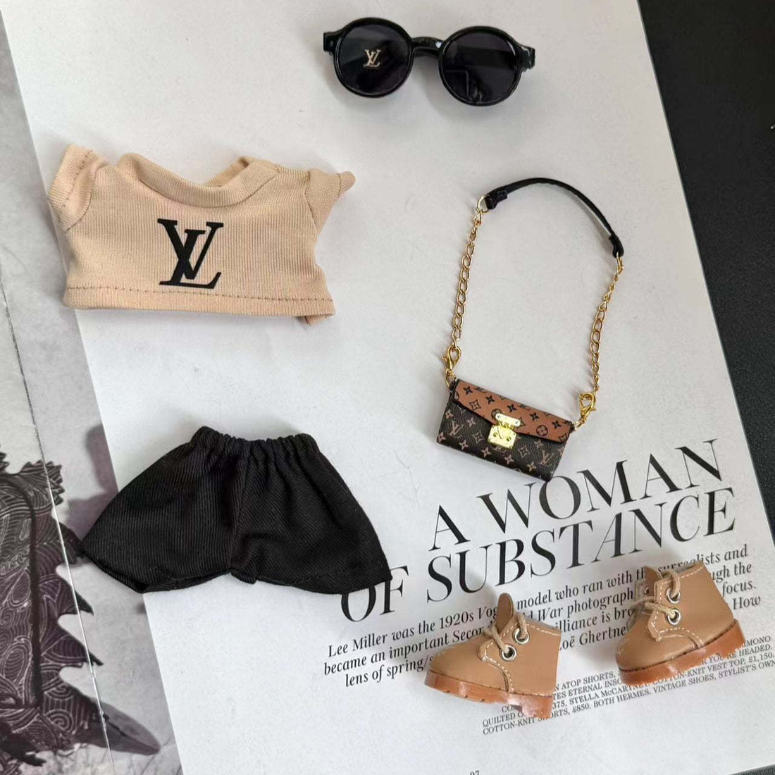 Beige & Black Louis Vuitton  - (Labubu Not Inclued)